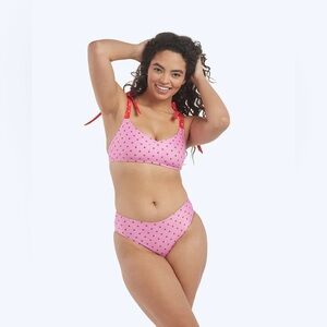 NWT Summersalt The Marina Bikini Tie Top & Bottom Red Pink size 6